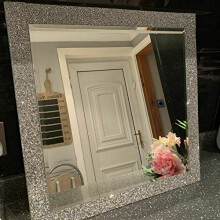 50x50cm CRUSHED JEWEL WALL MIRROR SQUARE SHAPE LOOSE DIAMANTE NEW CRYSTAL SQUARE DECOR MIRROR GIFT