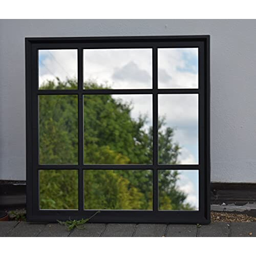 SQAURE SHAPE WINDOW STYLE WALL MIRROR SIMPLY STYLISH DECOR MIRROR BLACK WALL WINDOW MIRROR 61x61CM 2