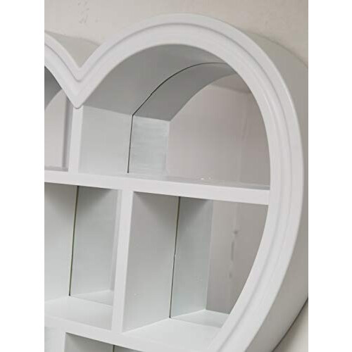 DEENZ WHITE HEART MIRROR SHELF 6 SECTIONS DECORATIVE WALL SHELF WALL MIRROR BEST GIFT FOR LOVE ONE'S 2