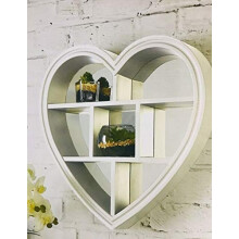Heart Grey Mirror - Shabby Chic | Beautifully Shaped Designed Decoration | Art Piece Gift With Grey Shelf Wall | Small Vanity Mirror | Antique Baroque