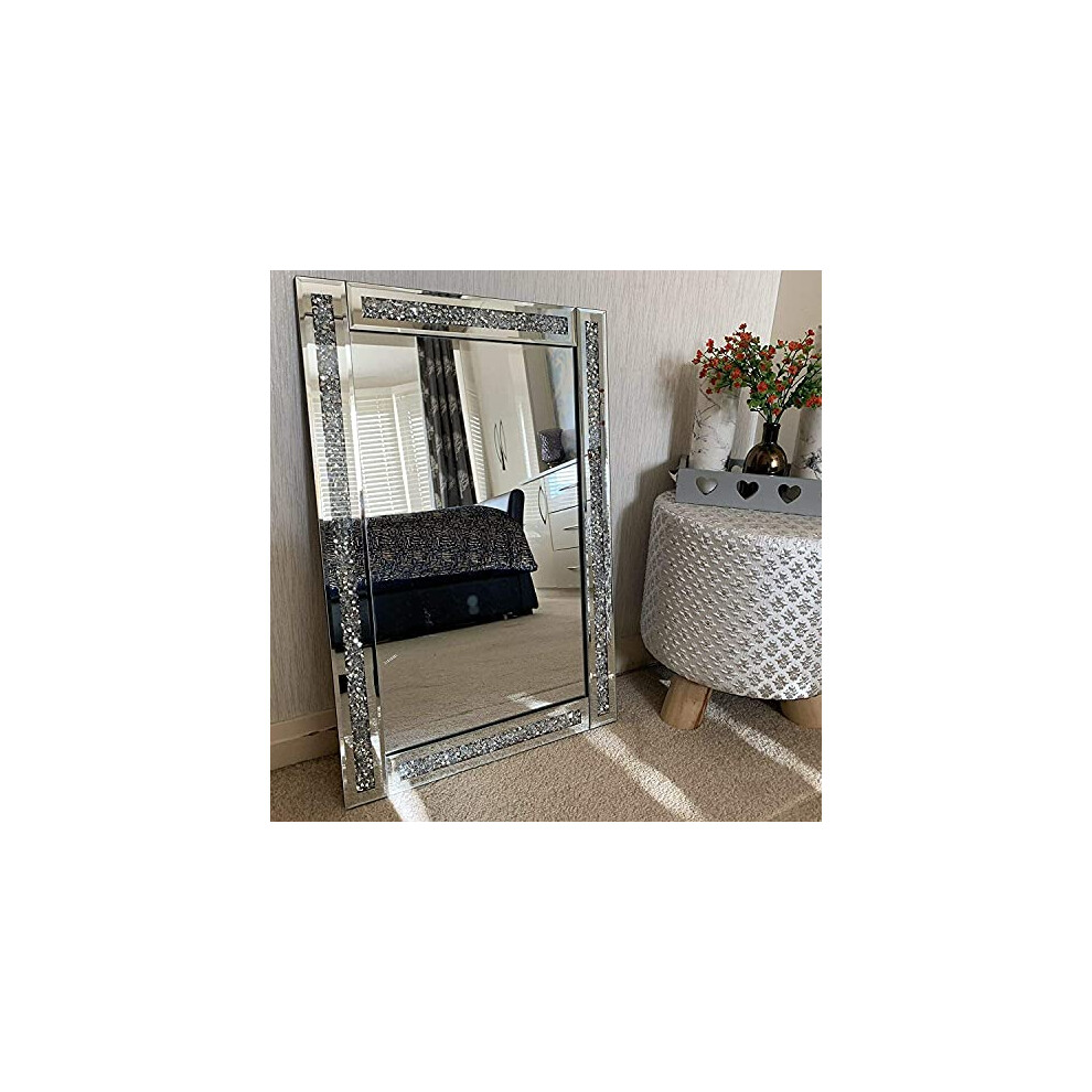 - 60X40Cm Crushed Diamante Crystal Jewel Wall Mirror - Image 3