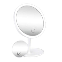 WY8 Make Up Mirror with LED Light, Rechargeable Touch Dimming, Detachable Portable Table Mirror, 3-Color Adjustable Brightness