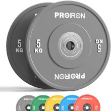 PROIRON Olympic Bumper Plates, 2" Solid Rubber Weight Plates for Barbell Strength Training and Weight Lifting, 5kg 10kg 15kg 20kg 25kg, Single or Pair
