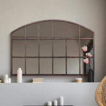 The Kirkby - Rustic Metal Arched Shape Decorative Window Wall Mirror 35" X 22" (90CM X 56CM)