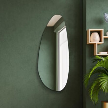 MirrorOutlet The Lacuna - Large Frameless Pond Wall Mirror 55" X 23" (140cm X 58cm) Silver Mirror Glass On A Black Backing.