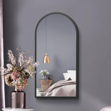 The Arcus - Black Metal Framed Arched Wall Mirror 31" X 16" (80CM X 40CM). Suitable for Inside and Outside