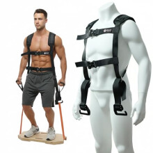 J Bryant Adjustable Squat Harness Vest for Resistance Bands Heavy-Duty Padded Shoulder Strap, Quick-Release Buckles & E-Hooks for Glute, Leg &