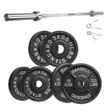 Cast Iron Weight Plates Sets & Pairs (1.25kg–25kg) for Home Gym Strength Training, Weight Lifting & Muscle Building for Men & Women (With 5ft