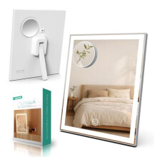 VOYOR Vanity Mirror with Lights, 30 x 25 cm Rechargeable Makeup Mirror with 3 Color Modes and Smart Touch Control, 10X Magnification, Easy to Clean
