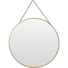Home Styling Collection Round wall Mirror with pendant, Colour:gold
