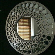 HaziQ Round Silver Metallic Mirror 63cm x 63cm Best for Gifts Home Decor Sitting Room Bed Room