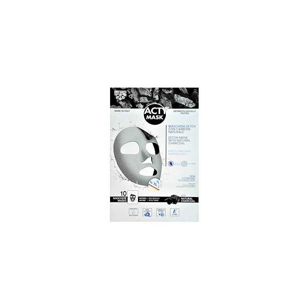 Acty Mask Acty Detox Tissue Mask With Natural Charcoal - Pack Of 10