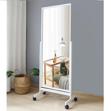 AISUNDY Full Length Mirror with Rolling Wheels 64"x22", Large Swivel Standing Tilting Mirror with Wood Frame, Full Body, for Dressing, Bedroom, Living
