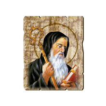 Fratelli Bonella | Vintage Style Shaped Wooden Picture of St. Benedict 19x24 cm | Made in Italy