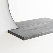 ARHome Round Mirror with Shelf, 60 x 60 x 22 cm, Dark Concrete, Mirror with Shelf, Made in Italy