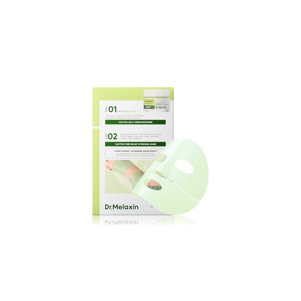 Dr.melaxin Cactox De-Puffing Pore Tox Gel Mask 4Ea With Cactus Cooling Reduce Puffiness & Pore Tightening For Visible Pore Care Skin Repair 4 Count