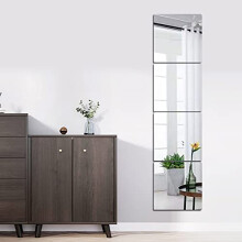 Full Body Wall Mirrors, 4pcs 12x12 Removable Acrylic Plexiglass Wall-Mounted Frameless Mirror Wardrobe Large Long Mirror for Home Workout Gym, Dorm,