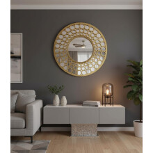 Biznest Large Round Gold Mirror 63Cm Premium Quality Best For Gifts Home Decor Sitting Room Bed Room