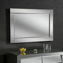 Biznest Large Chloe Silver Glass Frame Rectangle Bevelled Modern Wall Mirror 90X60Cm Decor Mirror Gift
