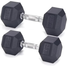 Hex Dumbbells Set – Rubber Encased Anti-Roll Hand Weights with Chrome Handles for Strength Training, Weightlifting & Home Gym – Single or Pair –