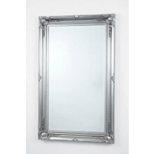 DEENZ Large Vintage Silver Ornate Leaner Wall Hanging Mirror Deep Frame, Bedroom Décor Wooden Flowery Design (Silver 60x90cm)