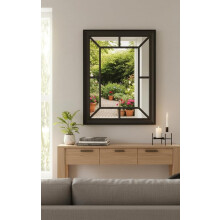 DEENZ Large Rectangle Antique Window Wall Mirror Stylish Decor Durable Frame Window Style Six Colors 60X76Cm (Color:Black) (DZ-568)