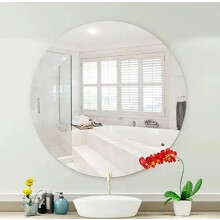 DEENZ Frameless Glass Round Mirror Hd Wall Mirror For Vanity Bathroom Bedroom Bevelled 80cm