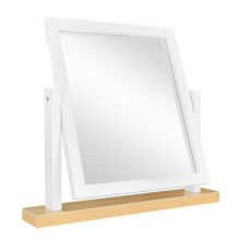 Home Selections Rectangle Wood Dressing Table Mirror, White Oak 44x44cm, Two Tone Freestanding Tabletop Mirror
