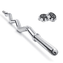 EZ Curl Bar, 4ft 1'' Spinlock Dumbbell Bar for Weightlifting Body Building, Muscle Build Workouts, Standard Steel Curl Bar for Fitness Workout Muscle