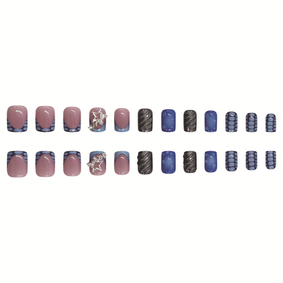 Zhouq-Outdoors 24Pcs Star Decor Press On Nails For Women