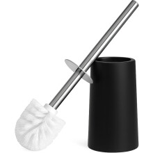 yao96266 Toilet Brush Holder Toilet Brush set Toilet Cleaner Brush with Stainless Steel handle (Black)