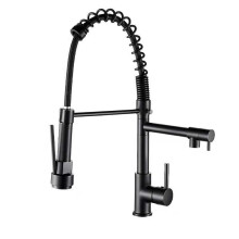yao96266 Pull Out Kitchen Tap, Kitchen Faucet With 2 Spray Settings, Kitchen Mixer Faucet With Hot And Cold Settings, Black