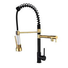 yao96266 Pull Out Kitchen Tap, Kitchen Faucet With 2 Spray Settings, Kitchen Mixer Faucet With Hot And Cold Settings, Black Gold