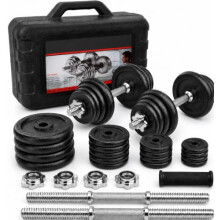 Adjustable Cast Iron Dumbbell Barbell Set - 15kg, 20kg, 30kg, 50kg Weight Set for Men & Women with Spinlock Bars & Plates (15, Kilograms)