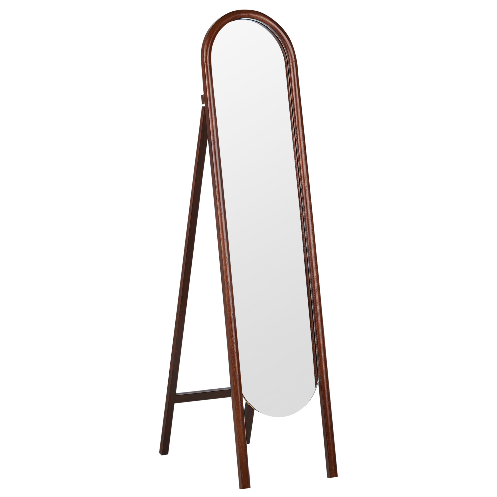 Beliani Standing Mirror Chelles 150 Cm Paulownia Wood Dark Brown
