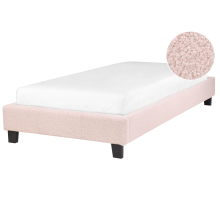 Bed without Headboard Boucle ROANNE 90 x 200 cm (EU Single) Pastel Pink