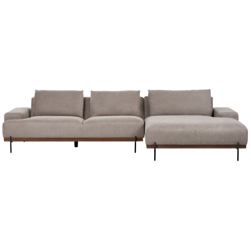 Beliani Corner Sofa 4 Seater MARIFERD Fabric Light Brown Left Hand