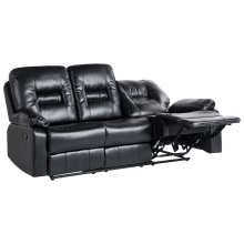 Manual Recliner Sofa 3 Seater BERGEN Faux Leather Black