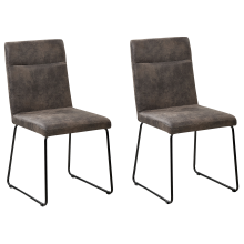 Set of 2 Dining Chairs NEVADA Fabric Dark Grey