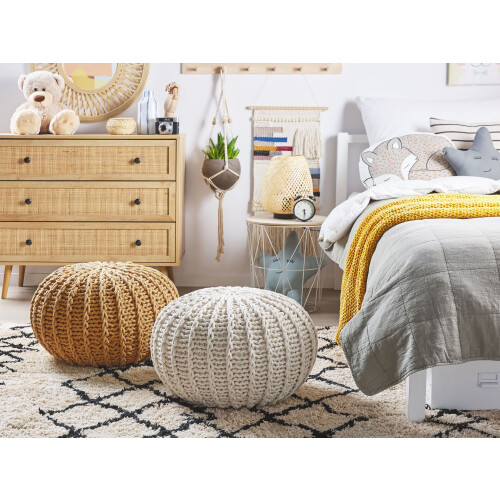 Beliani Pouffe CONRAD Cotton Mustard 1