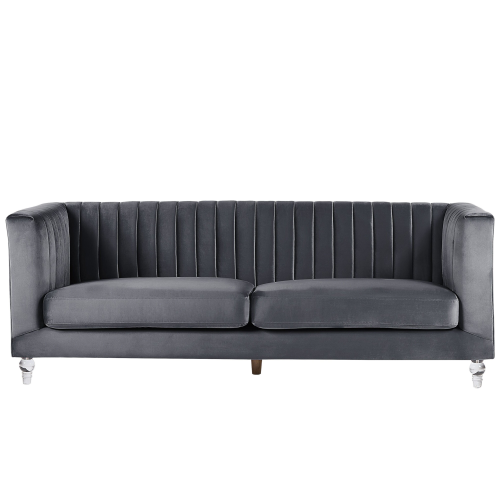 Beliani Sofa 3 Seater ARVIKA Velvet Dark Grey