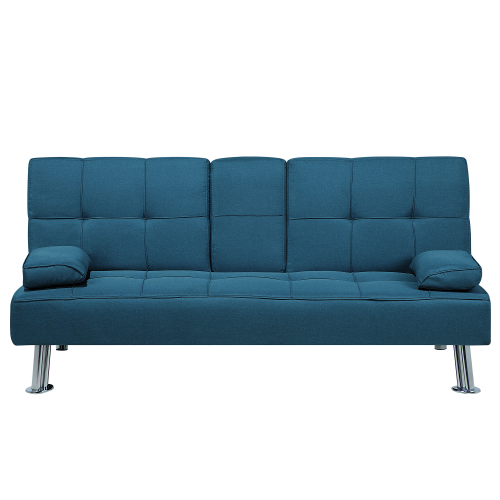 Beliani Sofa Bed 3 Seater ROXEN Fabric Blue