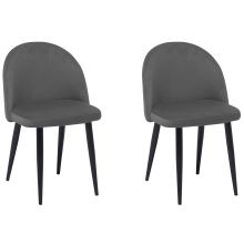 Set of 2 Dining Chairs VISALIA Velvet Grey
