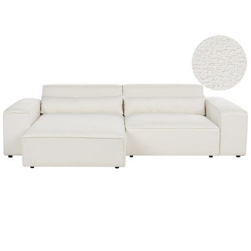 Beliani Modular Corner Sofa 3 Seater HELLNAR Right Hand Off-White Boucle