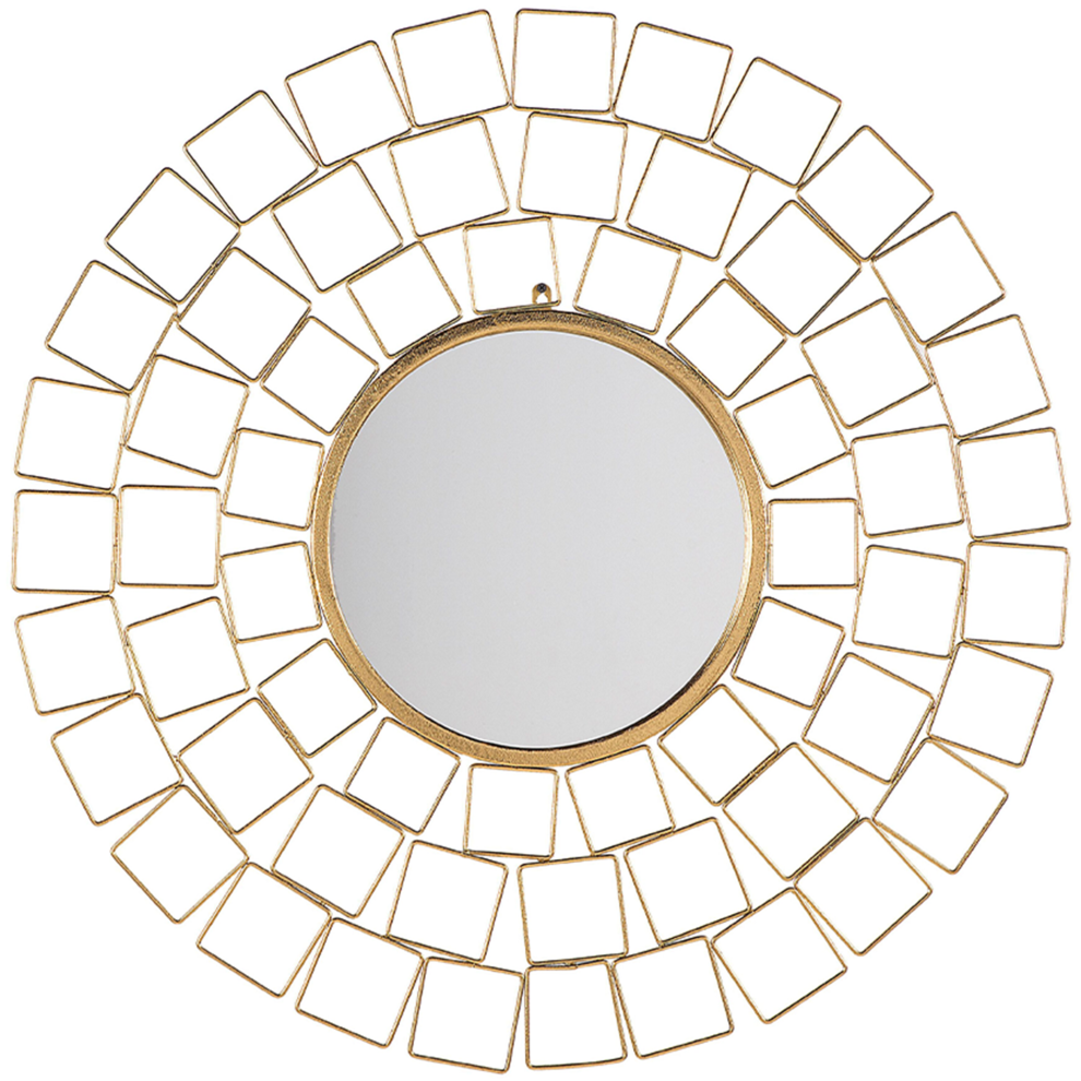 Beliani Wall Mirror Labrit 90 Cm 90 Cm Metal Gold