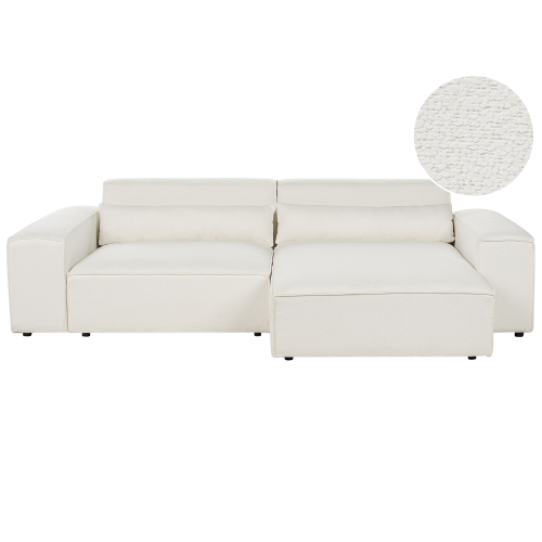 Beliani Modular Corner Sofa 3 Seater HELLNAR Left Hand Off-White Boucle