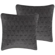 Set of 2 Decorative Cushions LALAM Cotton 45 x 45 cm Grey Geometric Pattern