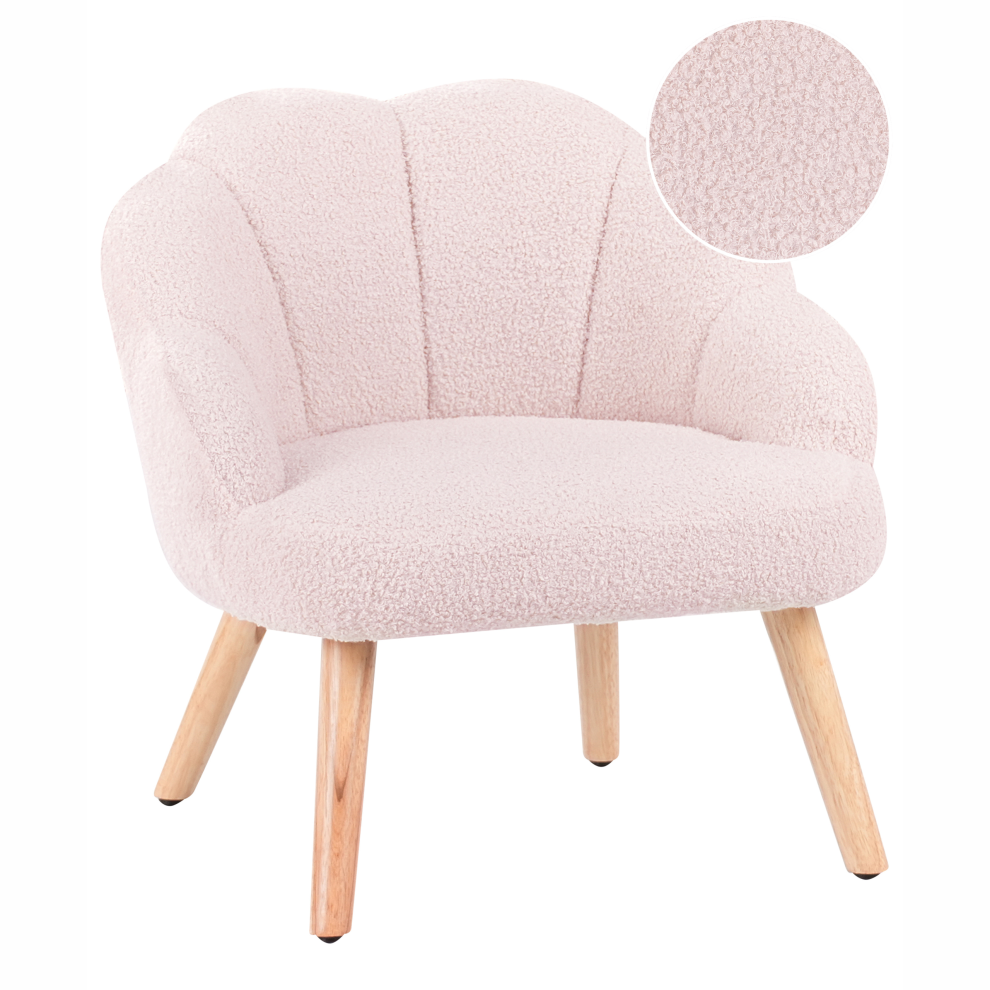 Beliani Kids Armchair Miland Boucle Pastel Pink