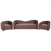 Living Room Set 5 Seater VELTADA Velvet Dark Brown