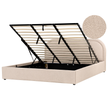 Ottoman Bed QUILLIEN Boucle Beige 180 x 200 cm (EU Super King)